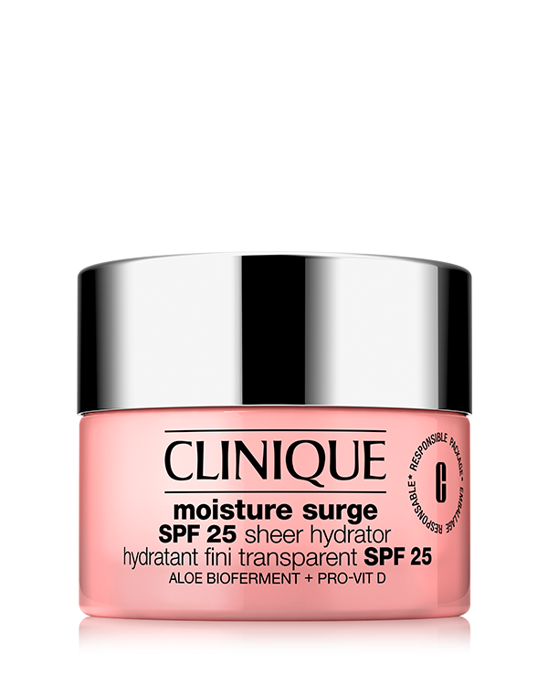 Moisture Surge™ SPF 25 Sheer Hydrator, Crema dalla texture leggera che dona l’idratazione tanto amata di Moisture Surge™ insieme ad una protezione solare, anche per gli incarnati più scuri.