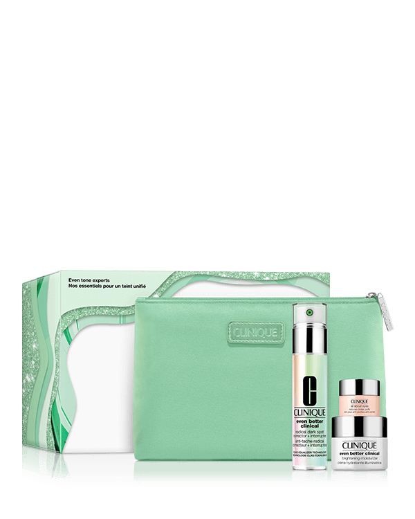 Even Tone Experts Skincare Set, Gli specialisti Clinique per una pelle brillante e dall&#039;aspetto più uniforme. Valore 107€.