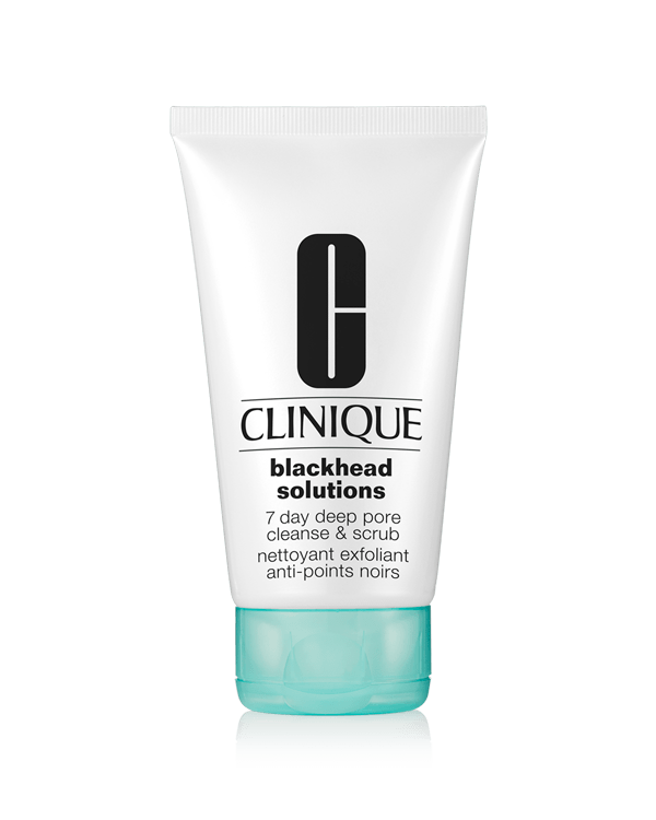 Blackhead Solutions 7 Day Deep Pore Cleanse &amp; Scrub, Formula 3-in-1 detergente, esfoliante e maschera che riduce all&#039;istante l&#039;aspetto di pori visibili. Applicata due volte al giorno, aiuta a ridurre la formazione di punti neri in 6 settimane.